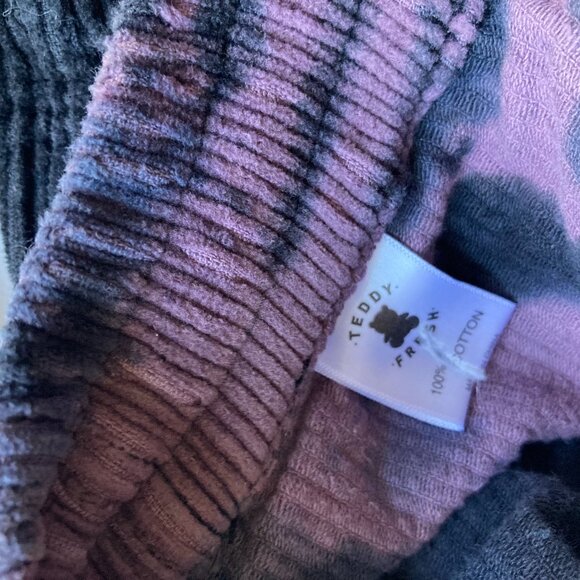 Purple Black Tie-Dye Corduroy Jogger Pants XS 100% Cotton (Teddy Fresh) - Picture 6 of 12